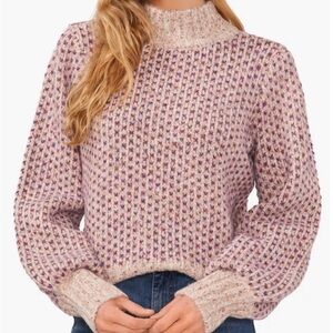 CeCe Marled Blouson Sleeve Jacquard Sweater